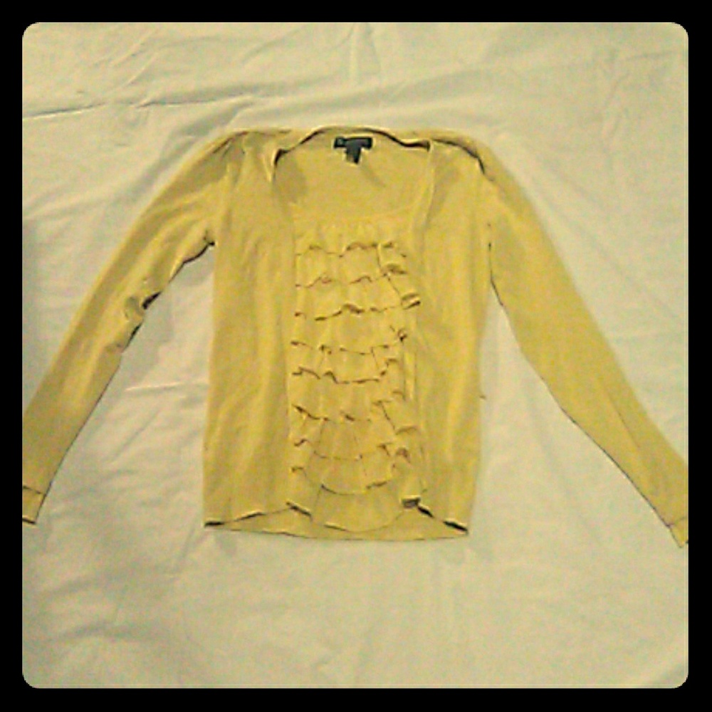 Yellow INC long-sleeve with ruffle front